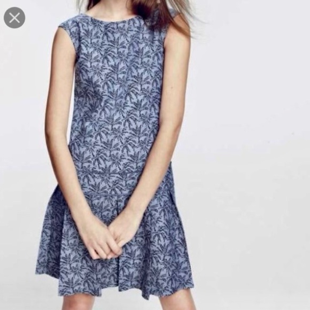 EUC J Crew Palm Tree Drop Waist Navy Dress. . $25